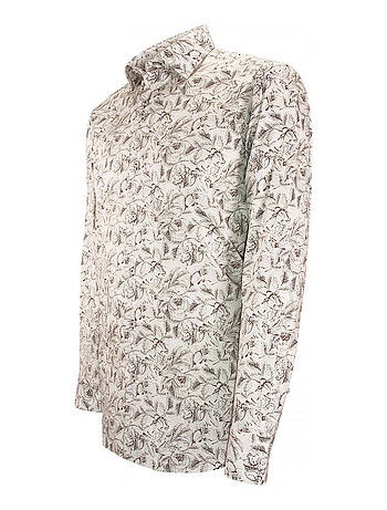 Chemise homme tissu imprimé coupe cintrée FOGLIO Emporio balzani Blanc , 39