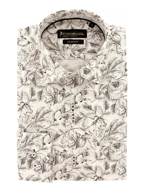 Chemise homme tissu imprimé coupe cintrée FOGLIO Emporio balzani Blanc , 39 - Kiabi