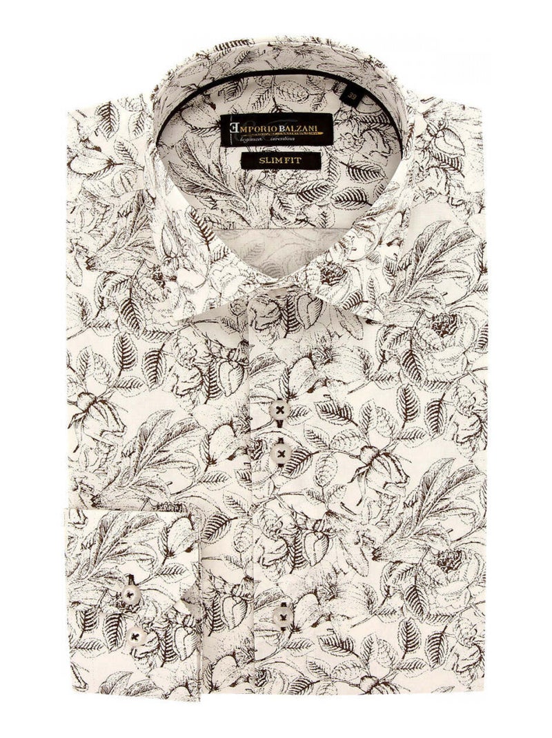 Chemise homme tissu imprimé coupe cintrée FOGLIO Emporio balzani Blanc , 39 Blanc - Kiabi