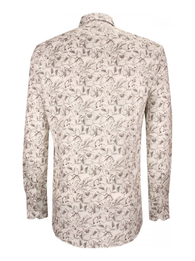Chemise homme tissu imprimé coupe cintrée FOGLIO Emporio balzani Blanc - Kiabi