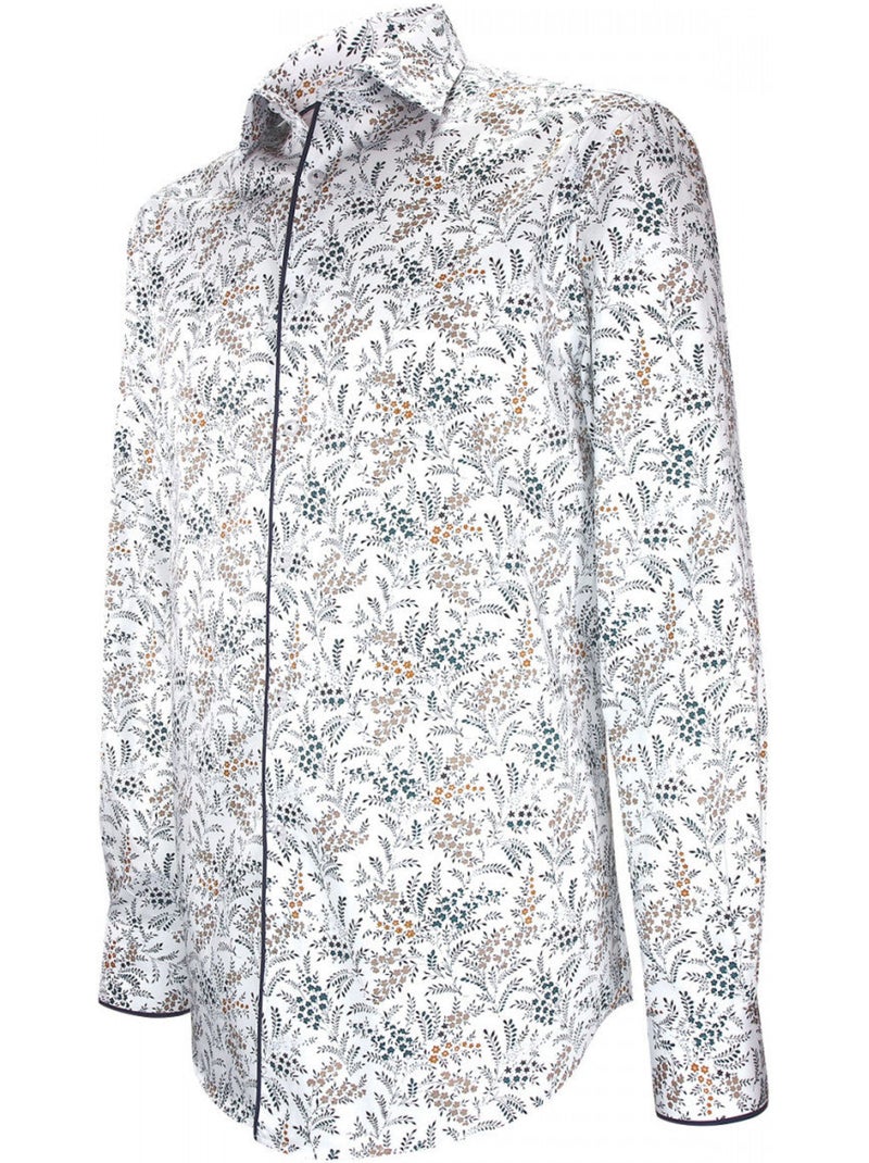 Chemise homme tissu imprimé fleuri coupe droite FLOWEAR Andrew Mac Allister Blanc - Kiabi