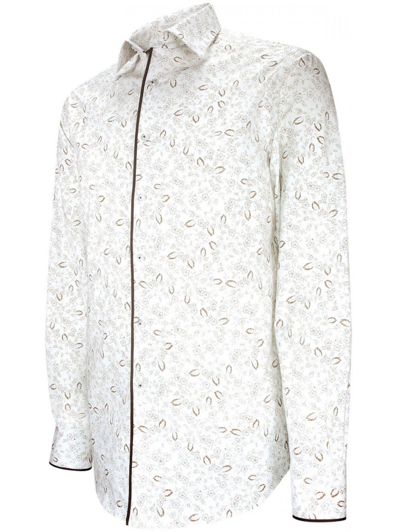 Chemise homme tissu imprimé fleuri coupe droite FLOWLEAF Andrew Mac Allister Blanc - Kiabi