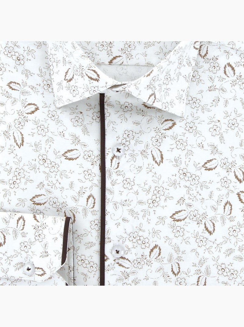 Chemise homme tissu imprimé fleuri coupe droite FLOWLEAF Andrew Mac Allister Blanc - Kiabi