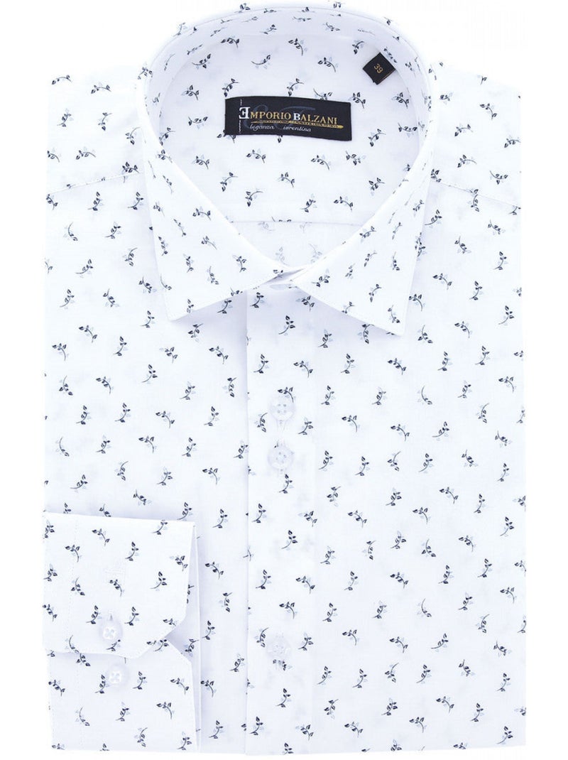 Chemise homme tissu imprimé floral coupe droite FANIOLO Emporio balzani Blanc Bleu - Kiabi