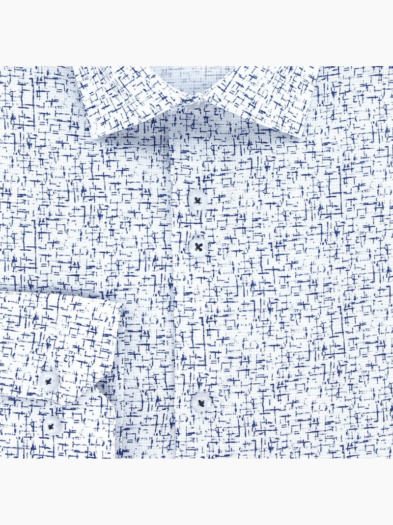 Chemise homme tissu structuré à motifs coupe droite STRUCO Emporio balzani Blanc Bleu - Kiabi