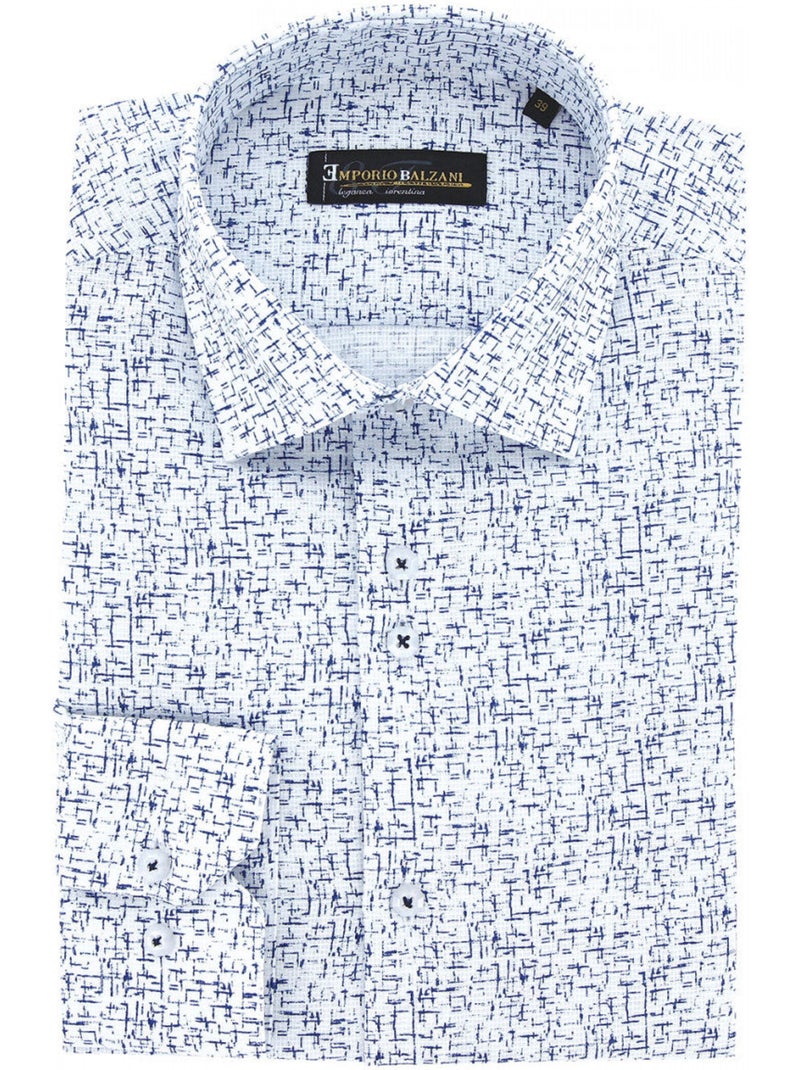 Chemise homme tissu structuré à motifs coupe droite STRUCO Emporio balzani Blanc Bleu - Kiabi