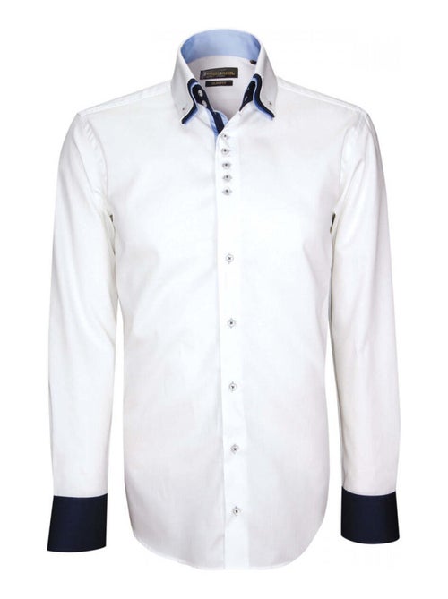 Chemise homme triple col coupe cintrée TRICOL Emporio balzani Blanc , Bleu , 41 - Kiabi