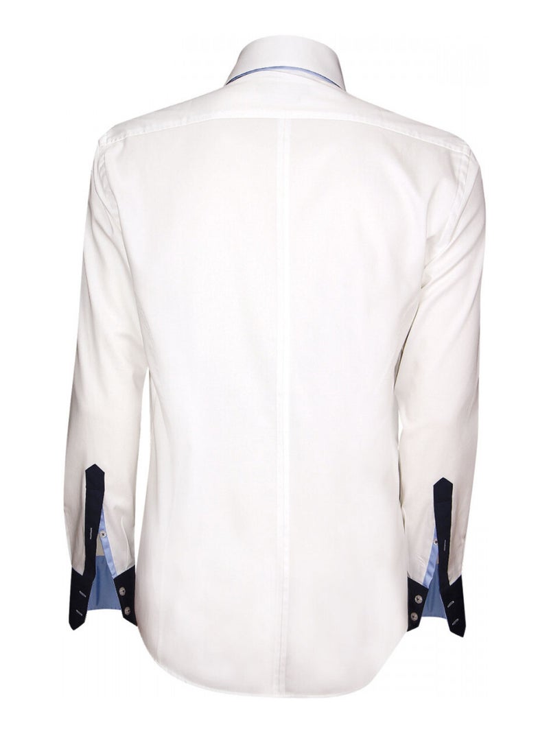 Chemise homme triple col coupe cintrée TRICOL Emporio balzani Blanc , Bleu , 41 Blanc Bleu - Kiabi