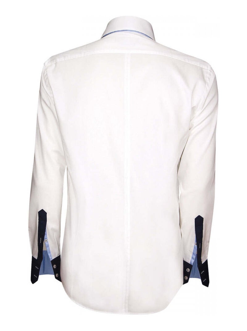 Chemise homme triple col coupe cintrée TRICOL Emporio balzani Blanc , Bleu , 41 Blanc Bleu - Kiabi