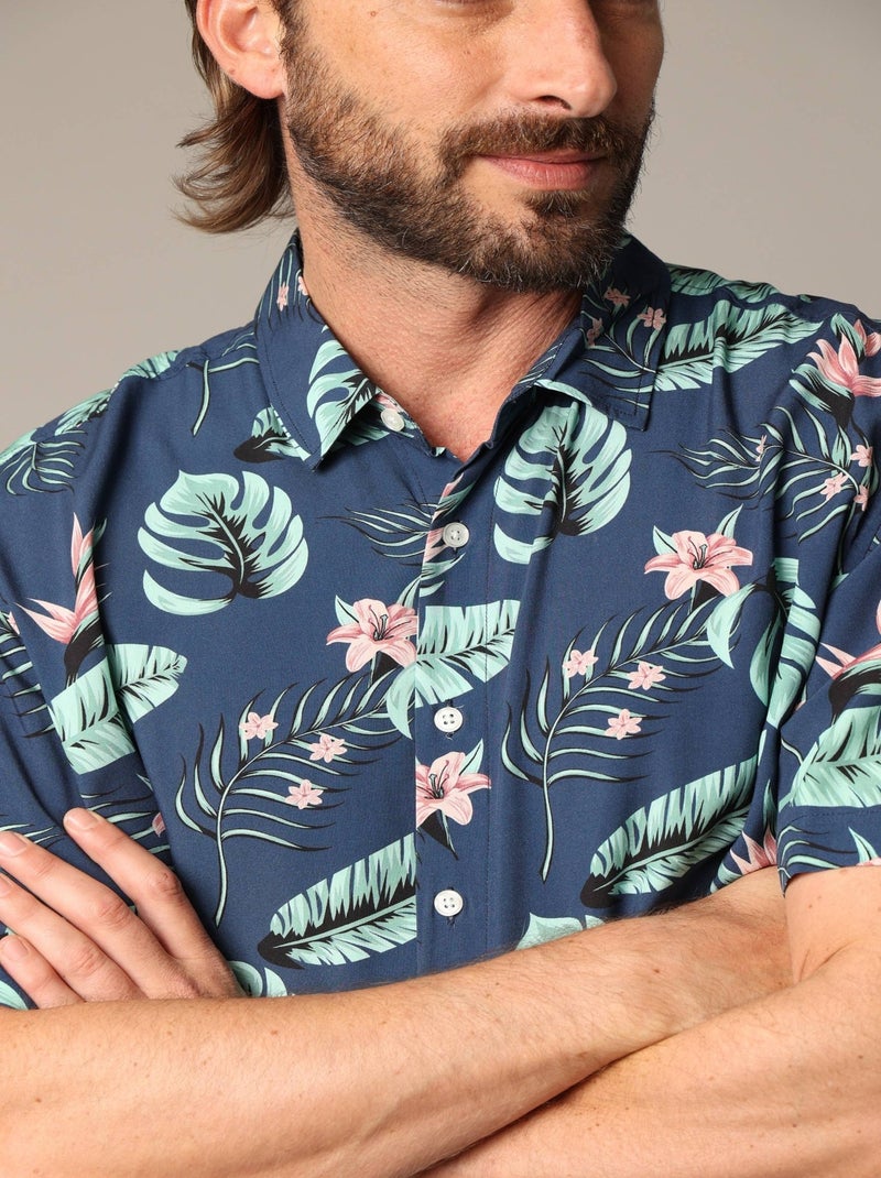 Chemise homme tropicale et décontractée en viscose 'Deeluxe' Bleu foncé - Kiabi