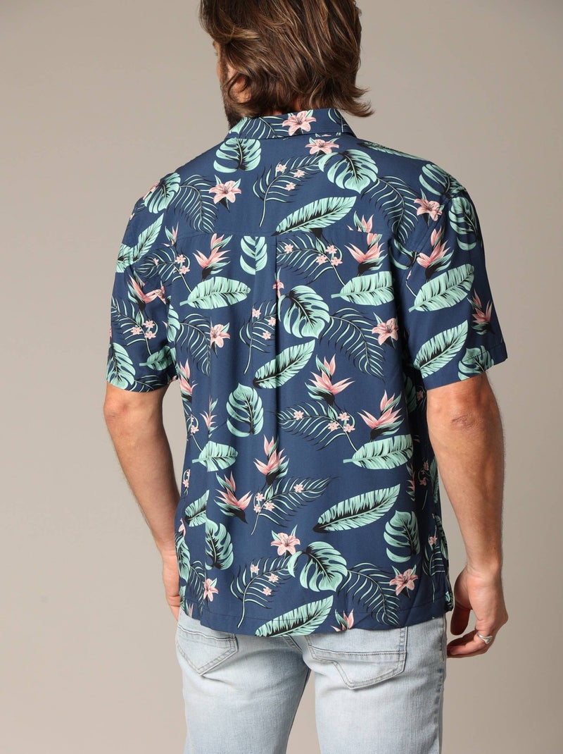 Chemise homme tropicale et décontractée en viscose 'Deeluxe' Bleu foncé - Kiabi