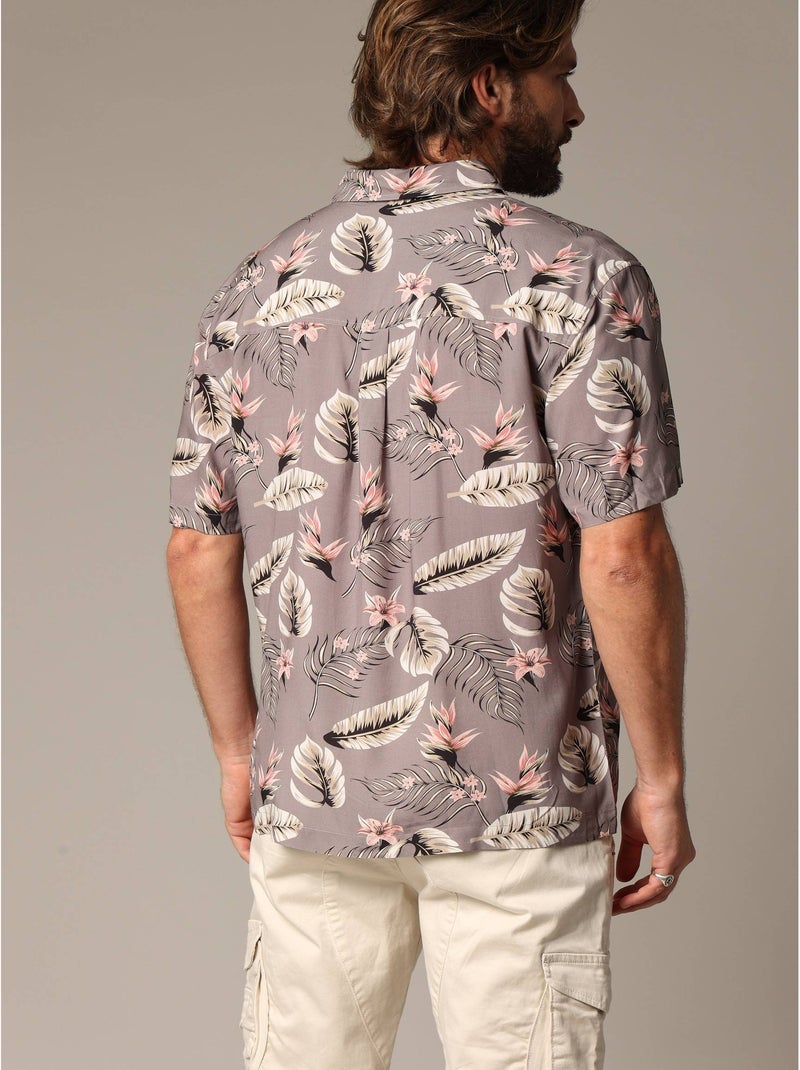 Chemise homme tropicale et décontractée en viscose 'Deeluxe' Marron cappuccino - Kiabi