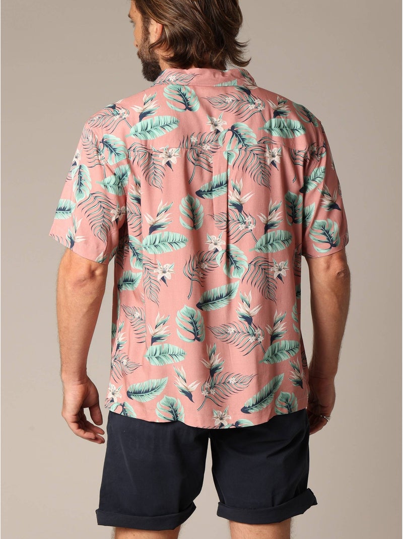 Chemise homme tropicale et décontractée en viscose 'Deeluxe' Vieux rose - Kiabi