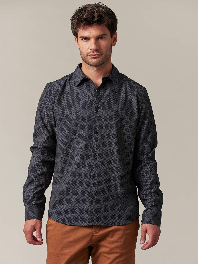 Chemise homme ultra stretch avec micro motif graphique 'Deeluxe' Noir - Kiabi