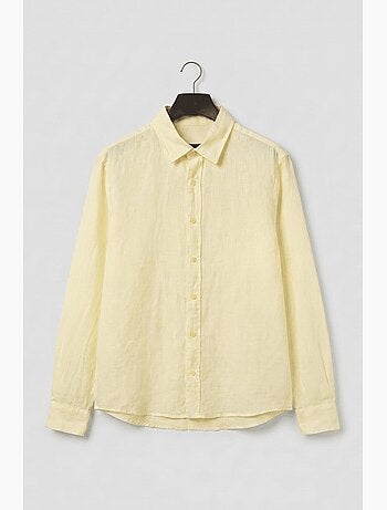 Chemise homme unie en mélange coton-lin giesto