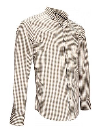 Chemise homme vichy coupe cintrée MANOLO Emporio balzani Beige , 41