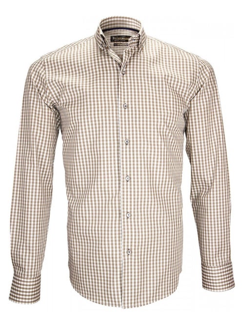 Chemise homme vichy coupe cintrée MANOLO Emporio balzani Beige , 41 - Kiabi