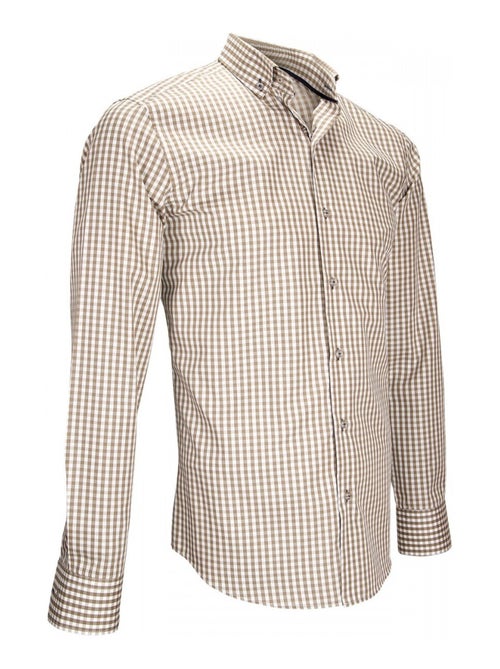 Chemise homme vichy coupe cintrée MANOLO Emporio balzani Beige , 41 - Kiabi