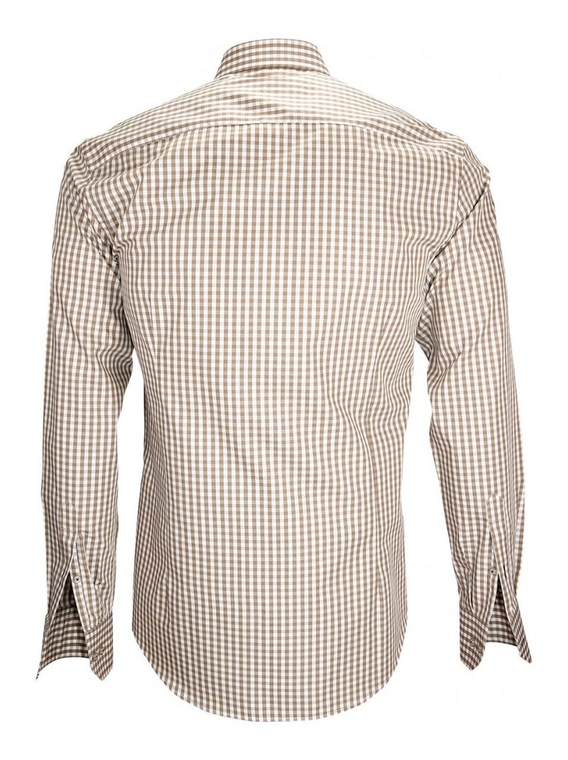 Chemise homme vichy coupe cintrée MANOLO Emporio balzani Beige - Kiabi