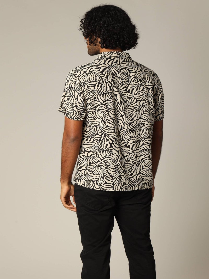 Chemise homme viscose à manches courtes et motif tropical 'Deeluxe' Noir - Kiabi