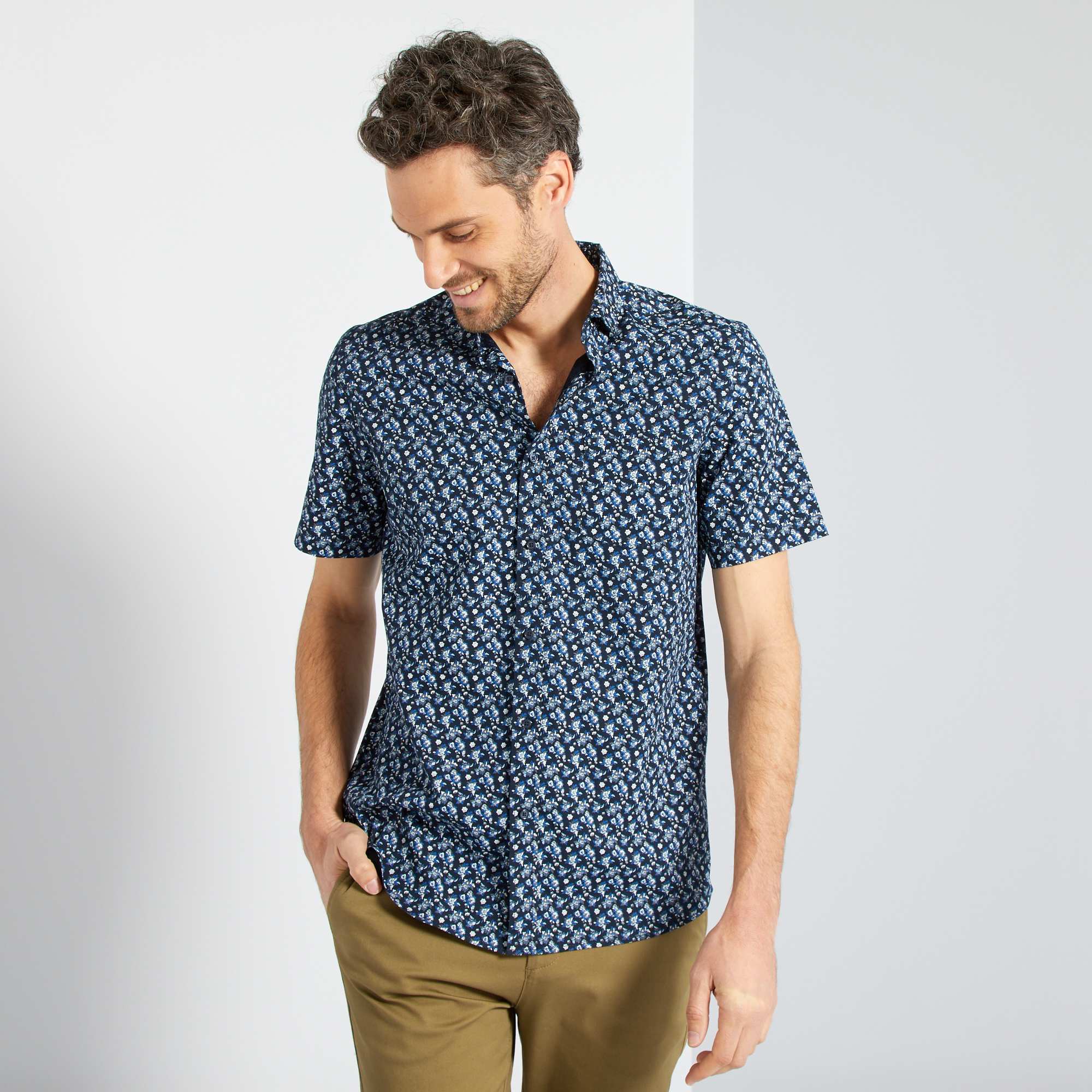 Chemise imprimé floral homme - beige/bleu/vert - Kiabi - 10,00€