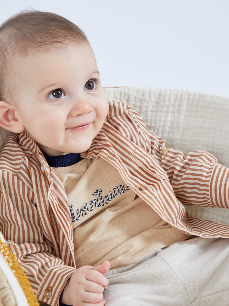 Chemise imprimé vichy Beige - Kiabi