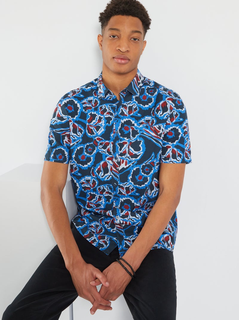 Chemise imprimée +1m90 Bleu/Noir/Rouge - Kiabi