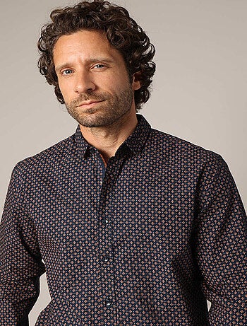Chemise imprimée à manches longues avec col classique 'Deeluxe'