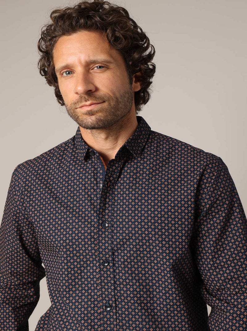 Chemise imprimée à manches longues avec col classique 'Deeluxe' Bleu marine - Kiabi