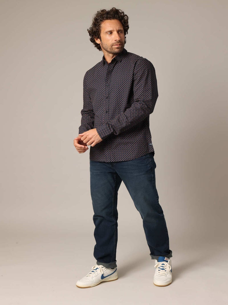 Chemise imprimée à manches longues avec col classique 'Deeluxe' Bleu marine - Kiabi