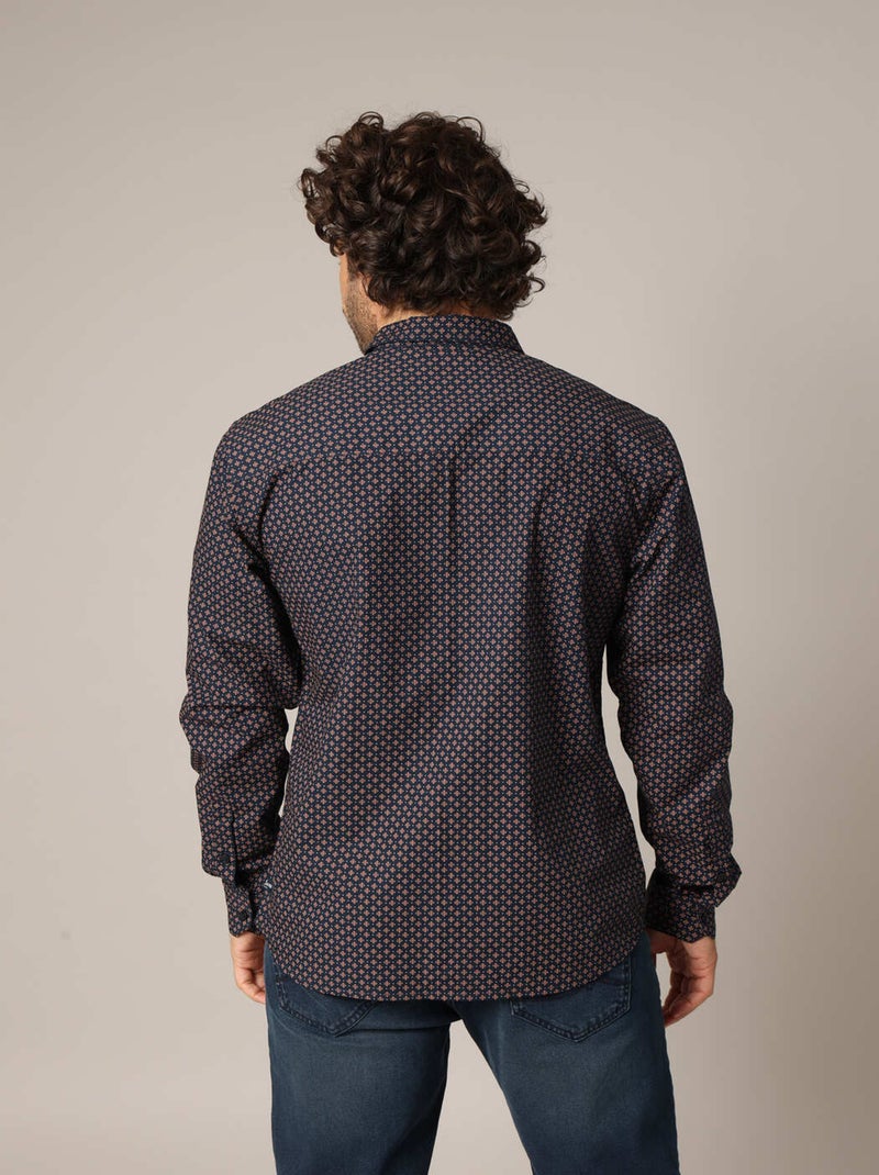 Chemise imprimée à manches longues avec col classique 'Deeluxe' Bleu marine - Kiabi