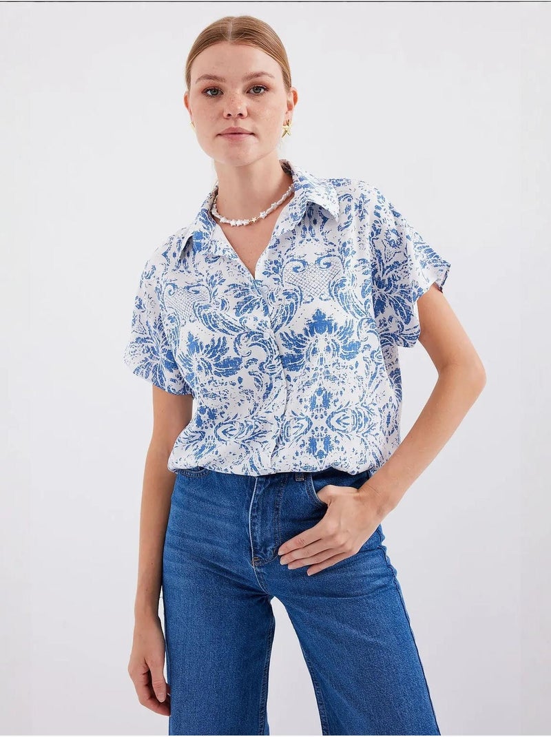Chemise imprimée en crêpe à boutons bdart Bleu gris - Kiabi