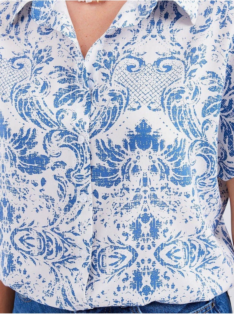 Chemise imprimée en crêpe à boutons bdart Bleu gris - Kiabi