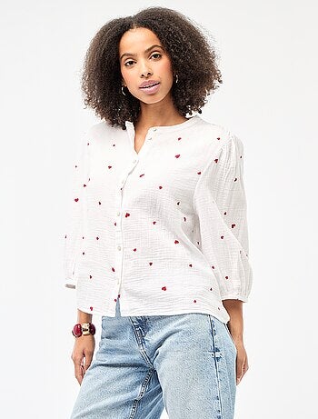 Chemise imprimée en gaze de coton