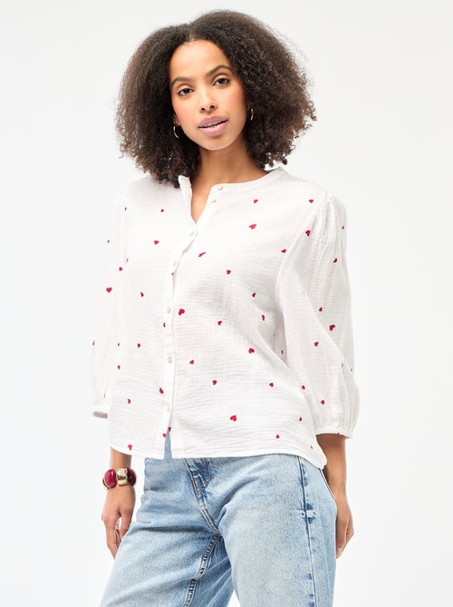 Chemise imprimée en gaze de coton - Kiabi