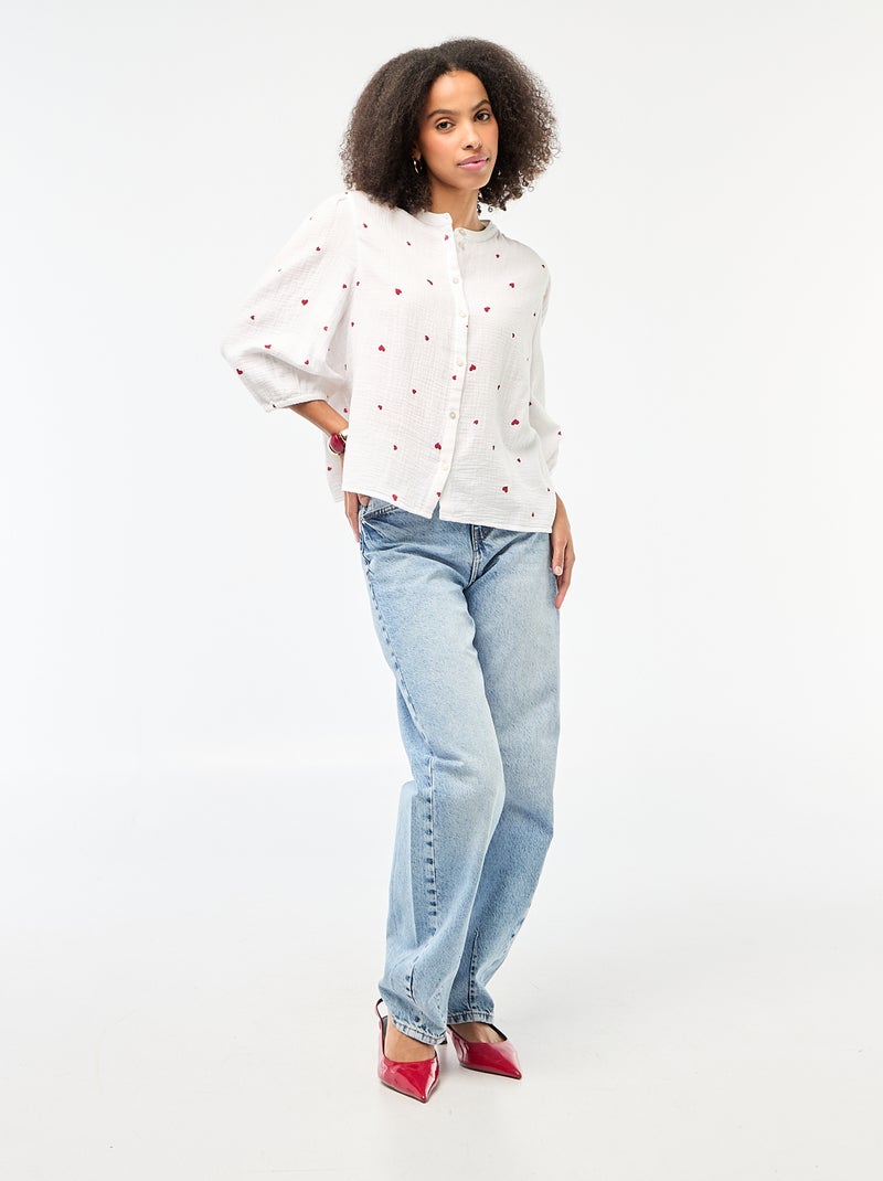 Chemise imprimée en gaze de coton Blanc - Kiabi