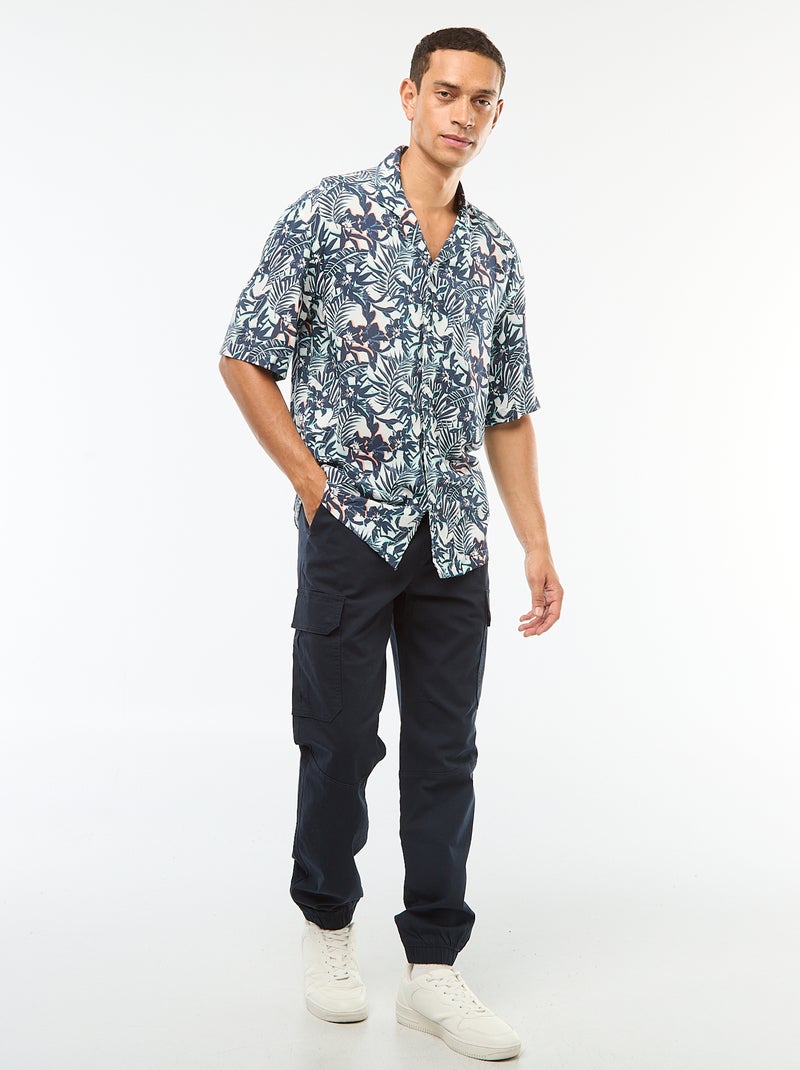 Chemise imprimée manches courtes Bleu - Kiabi
