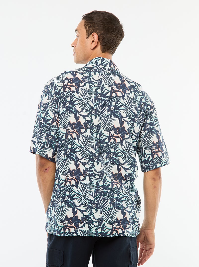 Chemise imprimée manches courtes Bleu - Kiabi