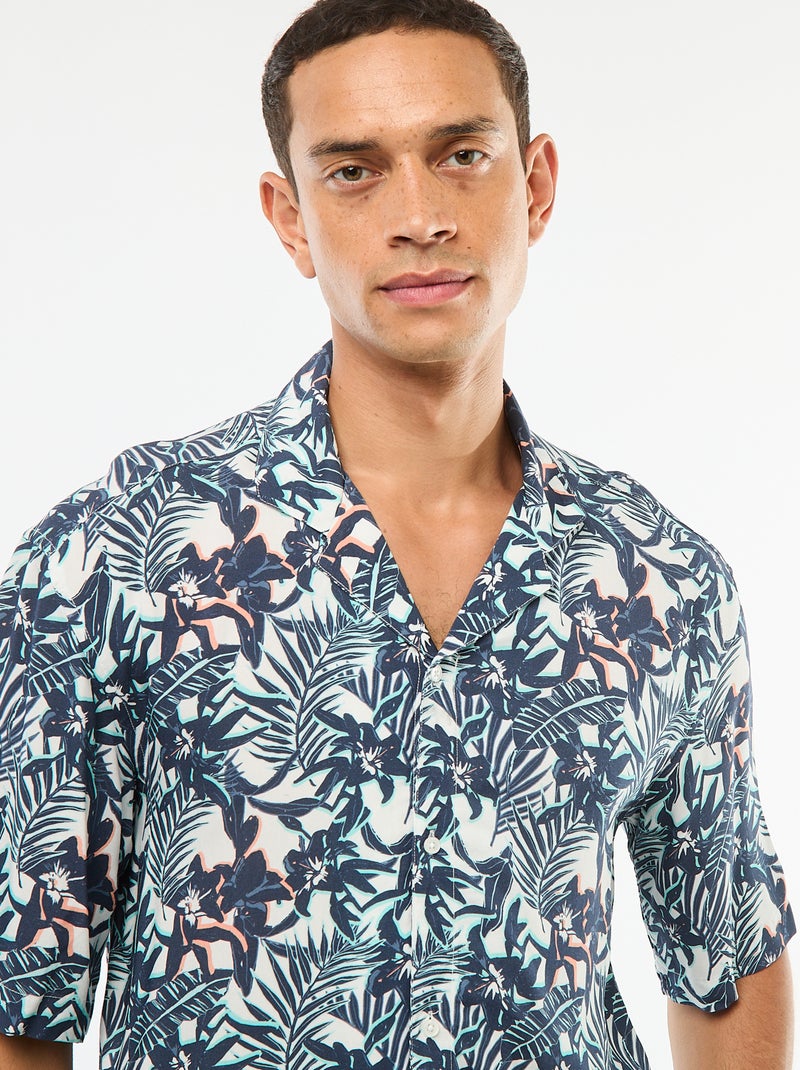 Chemise imprimée manches courtes Bleu - Kiabi