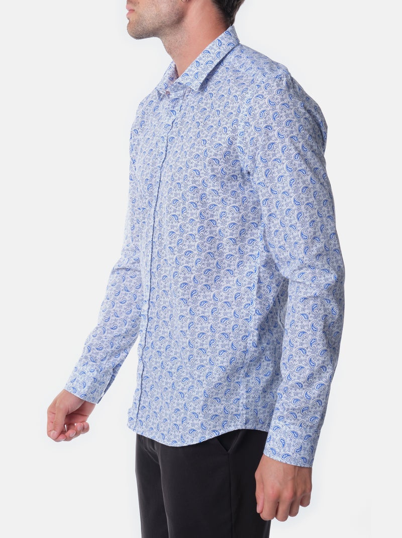 Chemise imprimée manches longues Bleu ciel - Kiabi