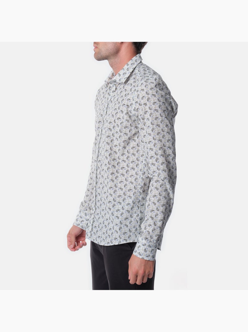 Chemise imprimée manches longues Kaki - Kiabi