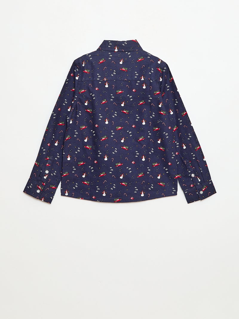 Chemise imprimée Noël regular en coton Bleu - Kiabi