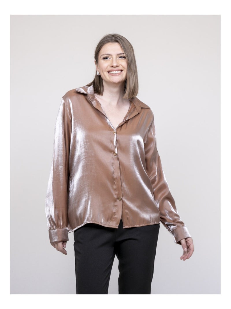 Chemise irisée ORIANA Marron - Kiabi