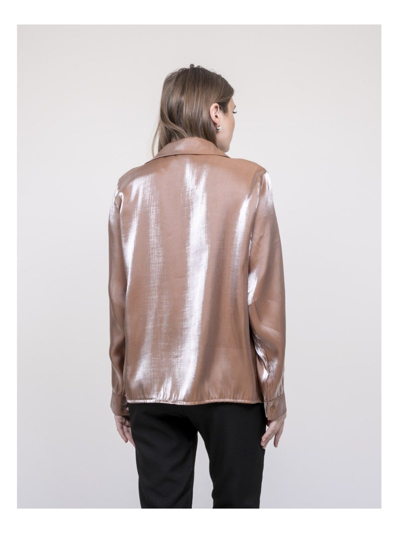 Chemise irisée ORIANA Marron - Kiabi