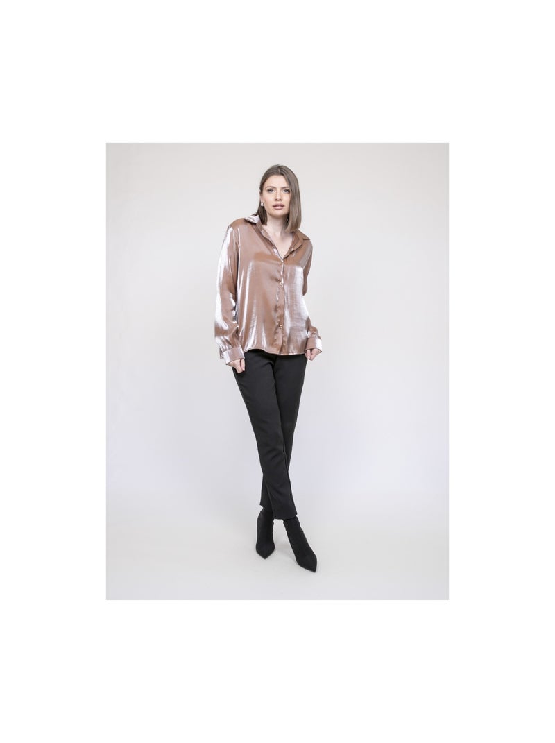 Chemise irisée ORIANA Marron - Kiabi