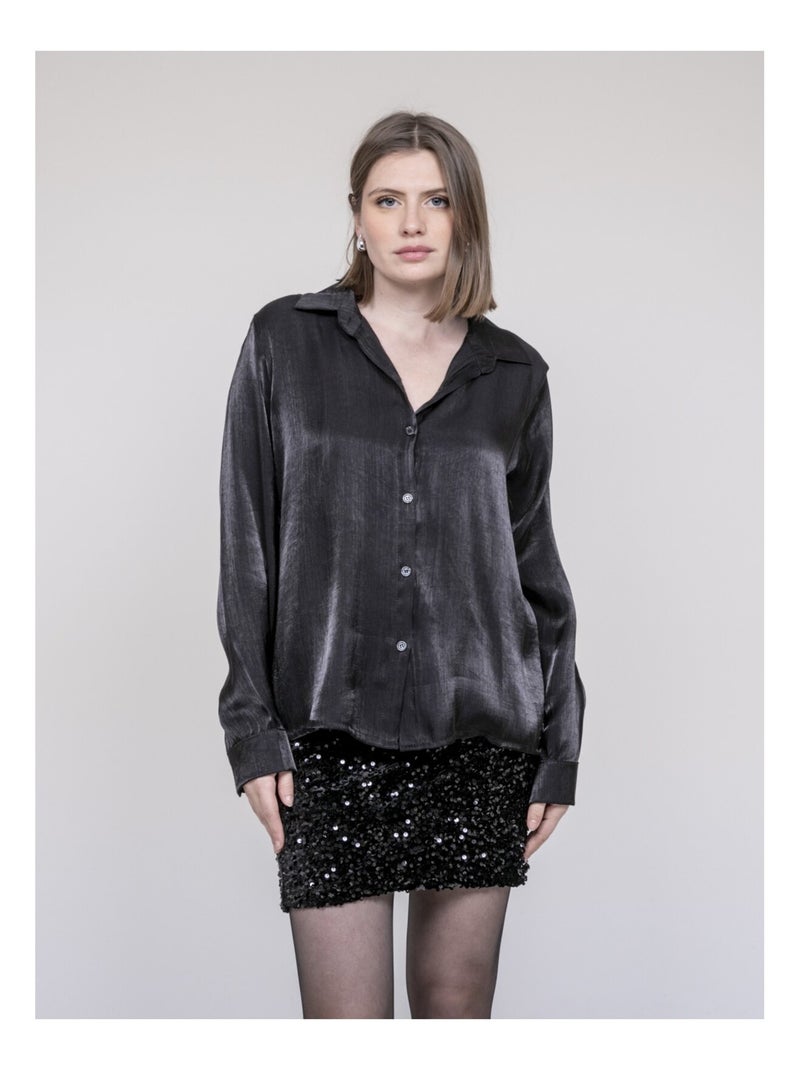 Chemise irisée ORIANA Noir - Kiabi