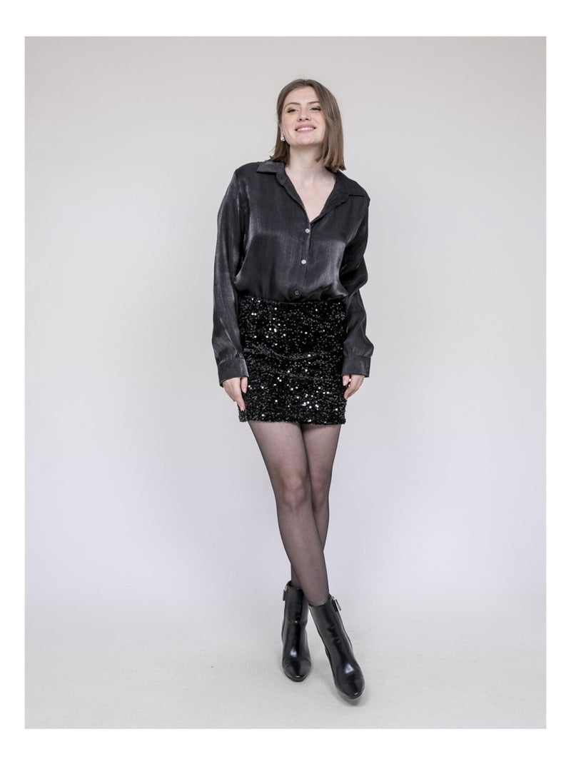 Chemise irisée ORIANA Noir - Kiabi