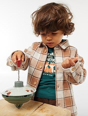 Chemise jacquard à carreaux en coton