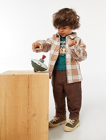 Chemise jacquard à carreaux en coton