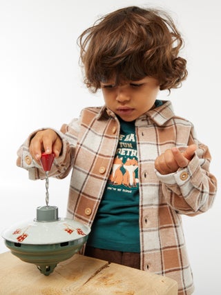 Chemise jacquard à carreaux en coton